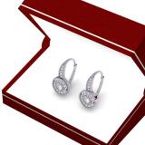 0.45 Carat (ctw) 10K White Gold Round Cut Diamond Ladies Cluster Halo Style Milgrain Drop Earrings 1/2 CT
