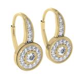 0.45 Carat (ctw) 10K Yellow Gold Round Cut Diamond Ladies Cluster Halo Style Milgrain Drop Earrings 1/2 CT