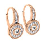 0.45 Carat (ctw) 18K Rose Gold Round Cut Diamond Ladies Cluster Halo Style Milgrain Drop Earrings 1/2 CT