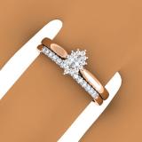 0.25 Carat (ctw) 10K Rose Gold Marquise & Round Cut Diamond Ladies Bridal Halo Style Engagement Ring Matching Band Set 1/4 CT