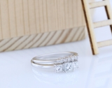 0.90 Carat (ctw) 18K White Gold Princess & Round Cut Diamond Ladies 3 Stone Bridal Engagement Ring With Matching 5 Stone Wedding Band Set
