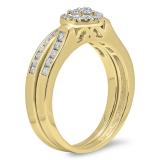 0.50 Carat (ctw) 10K Yellow Gold Round Cut Diamond Ladies Heart Shaped Bridal Engagement Ring With Matching Band Set 1/2 CT