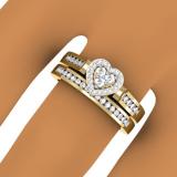 0.50 Carat (ctw) 14K Yellow Gold Round Cut Diamond Ladies Heart Shaped Bridal Engagement Ring With Matching Band Set 1/2 CT