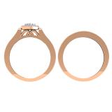 0.50 Carat (ctw) 18K Rose Gold Round Cut Diamond Ladies Heart Shaped Bridal Engagement Ring With Matching Band Set 1/2 CT