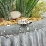 1.05 Carat (ctw) 10K Two Tone Gold Princess & Round Cut Diamond Ladies Bridal 3 Stone Engagement Ring 1 CT