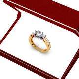 1.05 Carat (ctw) 14K Two Tone Gold Princess & Round Cut Diamond Ladies Bridal 3 Stone Engagement Ring 1 CT