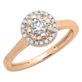 0.50 Carat (ctw) 14K Rose Gold Round Diamond Ladies Bridal Halo Style Engagement Ring 1/2 CT