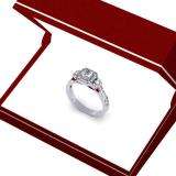 0.75 Carat (ctw) 10K White Gold Princess & Round Cut Diamond Ladies Bridal 3 Stone Halo Engagement Ring 3/4 CT
