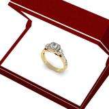 0.75 Carat (ctw) 10K Yellow Gold Princess & Round Cut Diamond Ladies Bridal 3 Stone Halo Engagement Ring 3/4 CT