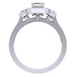 0.75 Carat (ctw) 18K White Gold Princess & Round Cut Diamond Ladies Bridal 3 Stone Halo Engagement Ring 3/4 CT