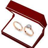 0.80 Carat (ctw) 18K Rose Gold Round & Baguette Cut Diamond Ladies Cluster Bridal Engagement Ring With Matching Band Set 3/4 CT