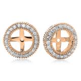 0.55 Carat (ctw) 10K Rose Gold Round Cut Diamond Millgrain Removable Jackets For Stud Earrings 1/2 CT