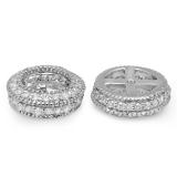 0.55 Carat (ctw) 10K White Gold Round Cut Diamond Millgrain Removable Jackets For Stud Earrings 1/2 CT