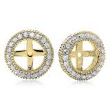 0.55 Carat (ctw) 10K Yellow Gold Round Cut Diamond Millgrain Removable Jackets For Stud Earrings 1/2 CT