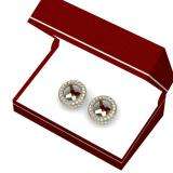0.55 Carat (ctw) 10K Yellow Gold Round Cut Diamond Millgrain Removable Jackets For Stud Earrings 1/2 CT