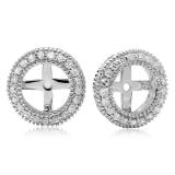 0.55 Carat (ctw) 14K White Gold Round Cut Diamond Millgrain Removable Jackets For Stud Earrings 1/2 CT