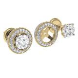 0.55 Carat (ctw) 14K Yellow Gold Round Cut Diamond Millgrain Removable Jackets For Stud Earrings 1/2 CT