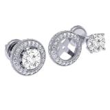 0.55 Carat (ctw) 18K White Gold Round Cut Diamond Millgrain Removable Jackets For Stud Earrings 1/2 CT