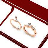 0.60 Carat (ctw) 10K Rose Gold Princess & Round Cut Diamond Ladies Bridal Swirl Engagement Ring With Matching Band Set