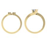 0.60 Carat (ctw) 14K Yellow Gold Princess & Round Cut Diamond Ladies Bridal Swirl Engagement Ring With Matching Band Set