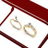 0.60 Carat (ctw) 18K Yellow Gold Princess & Round Cut Diamond Ladies Bridal Swirl Engagement Ring With Matching Band Set