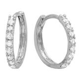0.20 Carat (ctw) 14K White Gold Round White Diamond Huggie Hoop Earrings 1/5 CT