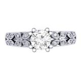 0.60 Carat (ctw) 10K White Gold Round Cut Diamond Ladies Bridal Vintage Style Engagement Ring