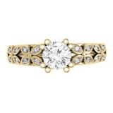 0.60 Carat (ctw) 14K Yellow Gold Round Cut Diamond Ladies Bridal Vintage Style Engagement Ring