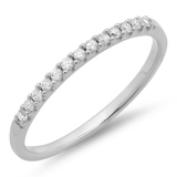 0.15 Carat (ctw) 18k White Gold Round White Diamond Ladies Anniversary Wedding Band Stackable Ring