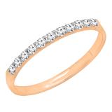 0.20 Carat (ctw) 14k Rose Gold Round Diamond Ladies Anniversary Wedding Ring Stackable Band 1/5 CT