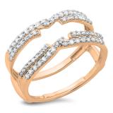 0.50 Carat (ctw) 14K Rose Gold Round Diamond Ladies Anniversary Wedding Band Enhancer Swirl Double Guard Ring  1/2 CT