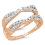 0.50 Carat (ctw) 18K Rose Gold Round Diamond Ladies Anniversary Wedding Band Enhancer Swirl Double Guard Ring  1/2 CT