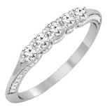0.50 Carat (ctw) 14K White Gold Round White Diamond Ladies 5 Stone Anniversary Wedding Band Stackable Ring 1/2 CT