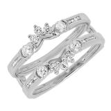0.50 Carat (ctw) 14K White Gold Round Diamond Ladies Anniversary Wedding Band Enhancer Guard Double Ring 1/2 CT