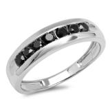 Sterling Silver ctw Black Diamond Mens Channel Set 5 Stone Anniversary Wedding Band 1 CT Dazzlingrock Collection 1.00 Carat Sterling Silver ctw Black Diamond Mens Channel Set 5 Stone Anniversary Wedding Band 1 CT Dazzlingrock Collection 1.00 Carat
