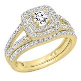 0.89 Carat Ladies 14K Yellow Gold Finish Halo Set Diamond Bridal factory Engagement Ring