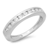 IGI CERTIFIED 0.50 Carat (ctw) 14K White Gold Round Cut Diamond Ladies Stackable Anniversary Wedding Band 1/2 CT