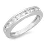 IGI CERTIFIED 0.75 Carat (ctw) 14K White Gold Round Cut Diamond Ladies Stackable Anniversary Wedding Band 3/4 CT