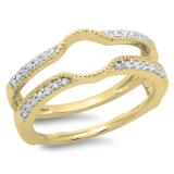 0.25 Carat (ctw) 14K Yellow Gold Round Cut Diamond Ladies Anniversary Wedding Band Enhancer Guard Double Ring 1/4 CT