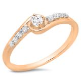 0.25 Carat (ctw) 10K Rose Gold Round Cut Diamond Ladies Bridal Twisted Wave Promise Engagement Ring 1/4 CT