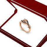 0.33 Carat (ctw) 10K Rose Gold Round Cut Black & White Diamond Ladies Bridal Twisted Swirl 3 Stone Engagement Ring 1/3 CT