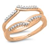 0.25 Carat (ctw) 18K Rose Gold Round Diamond Ladies Anniversary Wedding Band Enhancer Guard Double Ring 1/4 CT