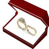 0.50 Carat (ctw) 18K Yellow Gold Princess & Round Diamond Ladies Engagement Ring Bridal Set 1/2 CT