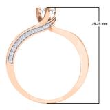 0.50 Carat (ctw) 14K Rose Gold Round White Diamond Ladies Swirl Promise Solitaire With Accents Engagement Ring 1/2 CT