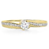 0.50 Carat (ctw) 14K Yellow Gold Round White Diamond Ladies Swirl Promise Solitaire With Accents Engagement Ring 1/2 CT
