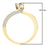 0.50 Carat (ctw) 14K Yellow Gold Round White Diamond Ladies Swirl Promise Solitaire With Accents Engagement Ring 1/2 CT