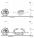 1.10 Carat (ctw) 14K White Gold Round White Diamond Ladies & Mens His Hers Bridal Micropave Engagement Ring Trio Set Band 1 CT