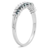 0.35 Carat (ctw) 18K White Gold Round White & Blue Diamond Ladies Wedding Stackable Band Anniversary Chevron Ring 1/3 CT
