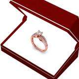 0.75 Carat (ctw) 10K Rose Gold Round White Diamond Ladies Solitaire With Accents Bridal Engagement Ring 3/4 CT