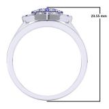 1.10 Carat (Ctw) 10K White Gold Round Cut Blue Sapphire & White Diamond Ladies Heart Shaped Bridal Engagement Ring With Matching Band Set 1 CT